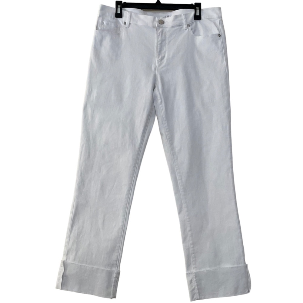 *NWOT* LOFT | White Straight Leg Modern Fit Cuffed Jeans/Pants - Picture 3 of 15